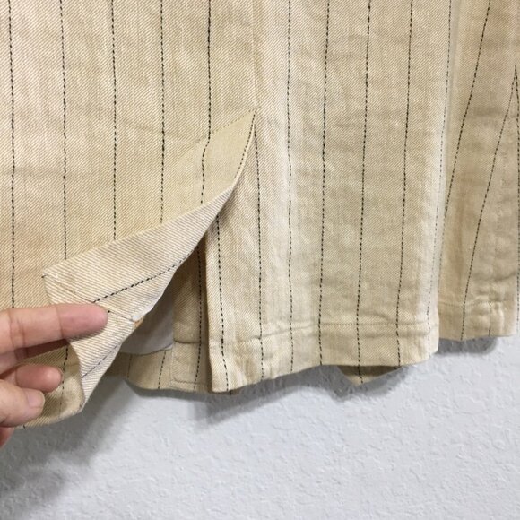 Forte Forte NWT Womens 2 Sand Yellow Pinstripe Linen Cotton Blend Blazer Jacket - Picture 9 of 16
